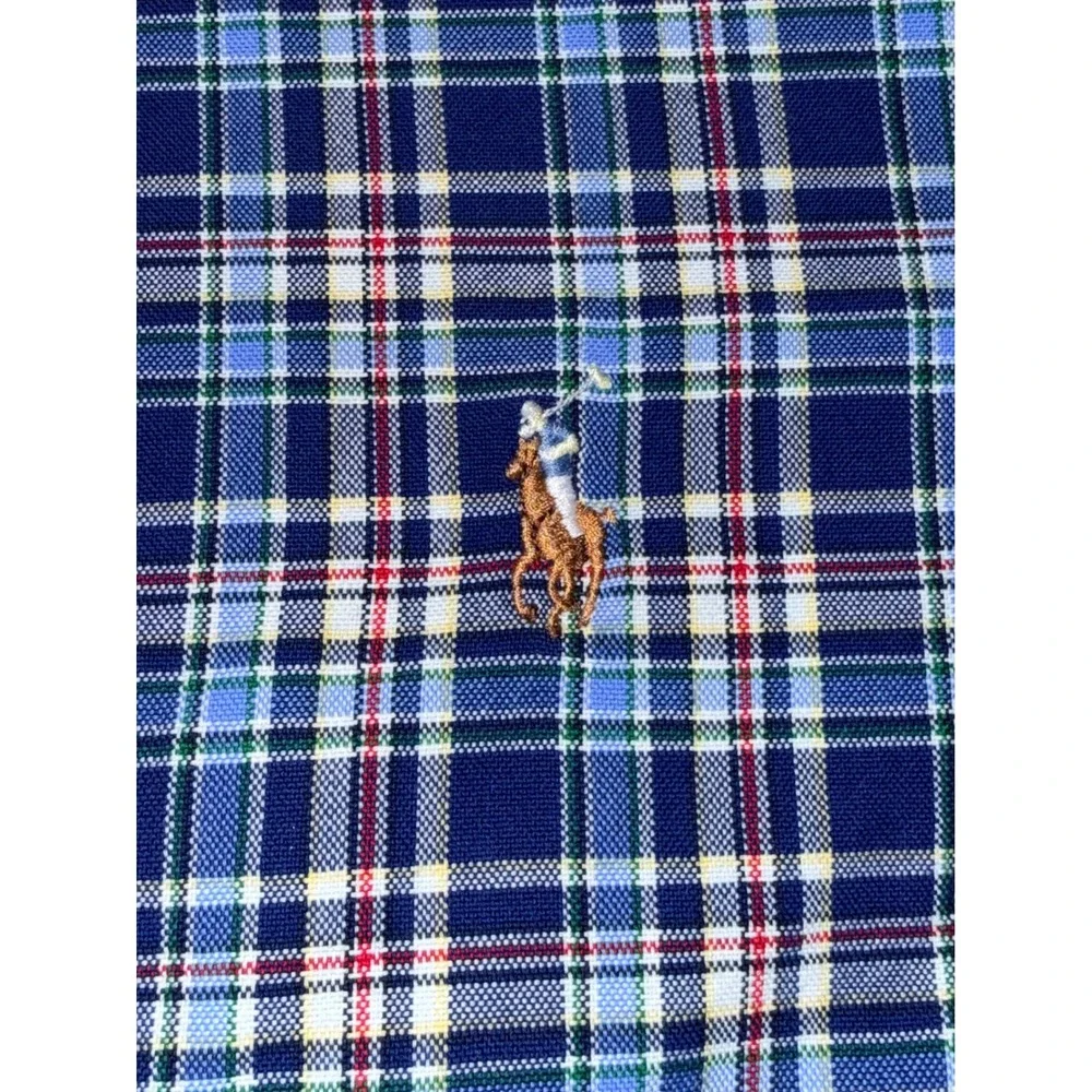 Polo Ralph Lauren Button Down Mens size Medium Blue Plaid Classic Fit Cotton